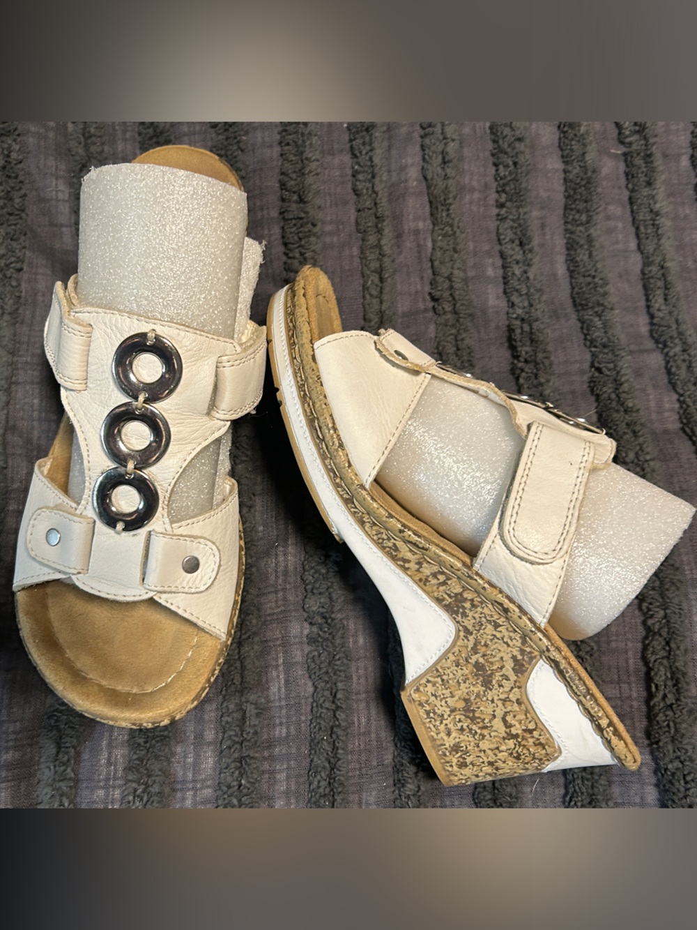 Rieker White Wedge Sandals Sz 7.5 / 38